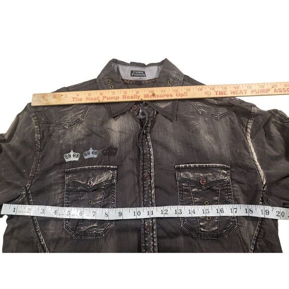Roar Strength Refined Button Up Shirt Men Sz L Embroidered Charcoal Gray‎ - Picture 4 of 7